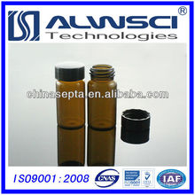 20ML Bernsteinglas-Durchstechflasche mit geschlossener schwarzer PP-Kappe HPLC / GC-Autosampler-Durchstechflasche 27.5x57mm